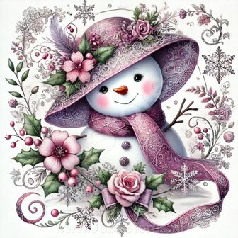 Diamond Painting Snowman with Hat 01