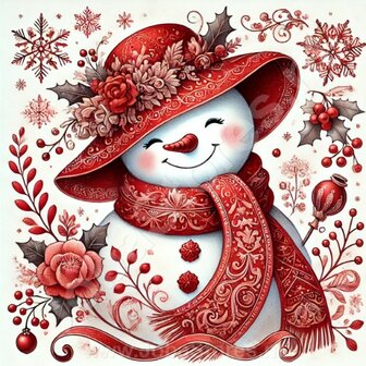 Diamond Painting Snowman with Hat 04