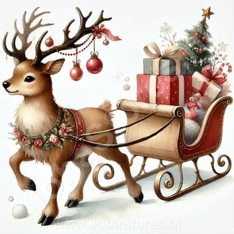 Diamond Painting Reindeer with Christmas Sleigh