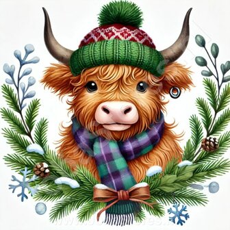 Diamond Painting Scottish Highlander Christmas 001