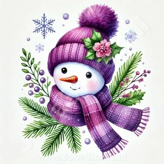 Diamond Painting Snowman Purple