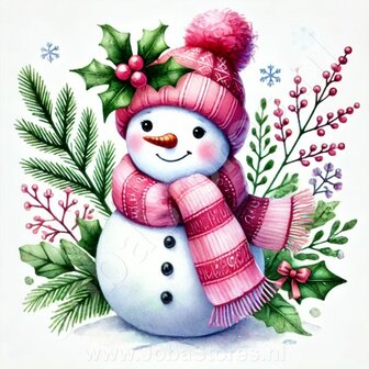 Diamond Painting Snowman Pink