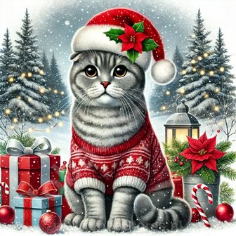 Diamond Painting Christmas Cat - Scottish Fold