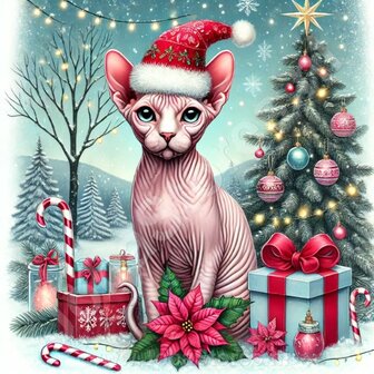 Diamond Painting Christmas Cat - Sphynx