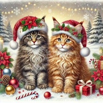 Diamond Painting Christmas Cats - Maine Coon