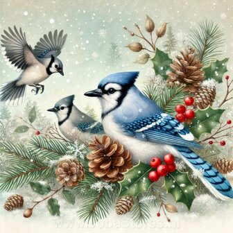 Diamond Painting Christmas Bird - Blue Jay