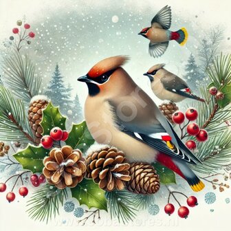 Diamond Painting Christmas Bird - Bombycilla