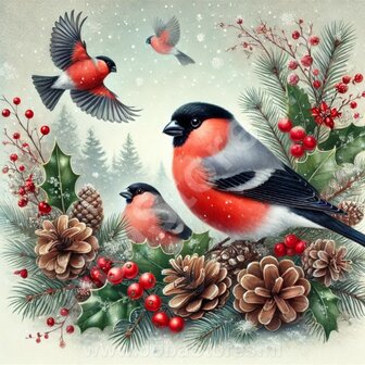 Diamond Painting Christmas Bird - Bullfinch