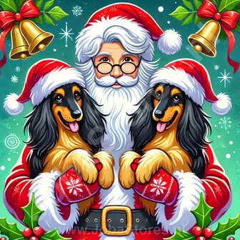 Diamond Painting Santa Claus with Dogs - Afghan Hound