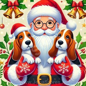 Diamond Painting Santa Claus with dogs - Basset Hound