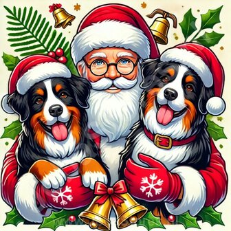 Diamond Painting Santa Claus with dogs - Bernese Mountain Dog