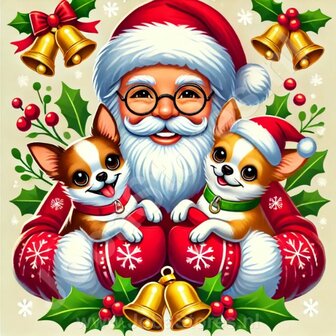 Diamond Painting Santa Claus with Dogs - Chihuahua