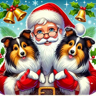 Diamond Painting Santa Claus with dogs - Sheltie