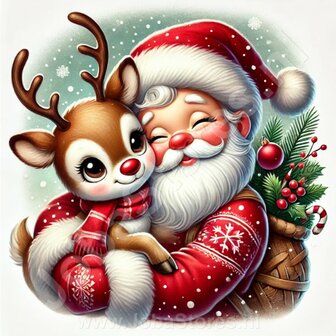 Diamond Painting Santa Claus with Reindeer 01