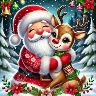 Diamond Painting Santa Claus with Reindeer 02