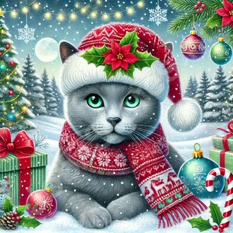 Diamond Painting Christmas cat - Russian Blue