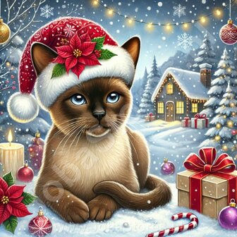 Diamond Painting Christmas Cat - Burmese