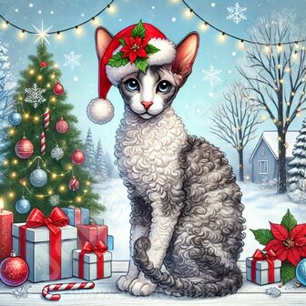 Diamond Painting Christmas Cat - Devon Rex