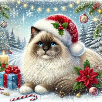 Diamond Painting Christmas Cat - Sacred Birman