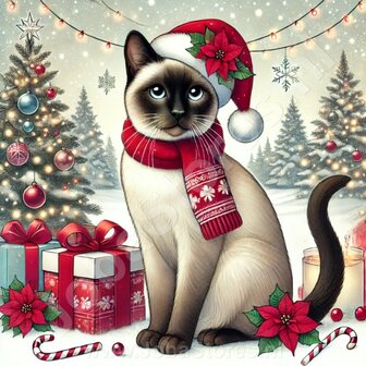 Diamond Painting Christmas Cat - Siamese