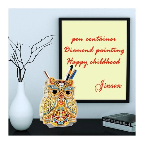 Diamond Painting Pencil Box 03 Owl (14cm)