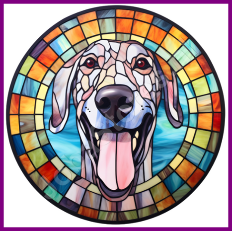 Diamond Painting Glas in lood Hond - Deense Dog