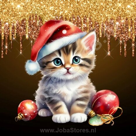 Diamond Painting Kerst Kitten