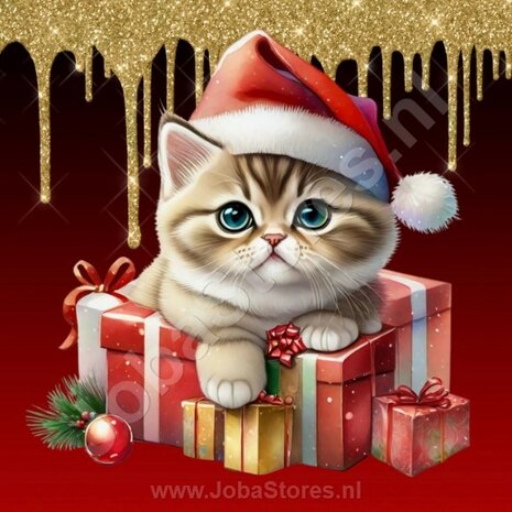 Diamond Painting Kerst Kitten