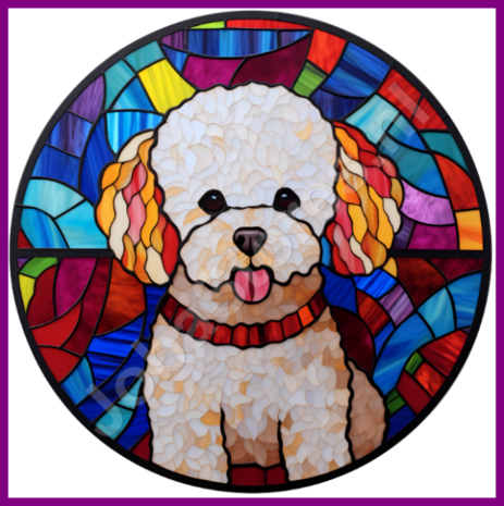 Diamond Painting Glas in lood Hond - Bichon Frise