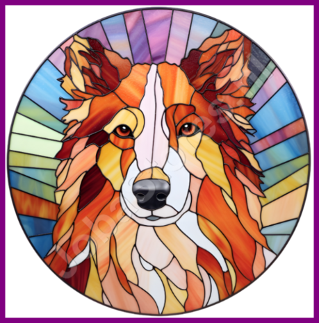 Diamond Painting Glas in lood Hond - Collie