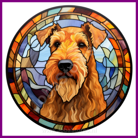 Diamond Painting Glas in lood Hond - Airedaleterrier