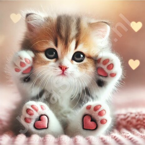 Diamond Painting Kitten with hearts