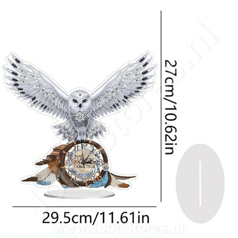 Diamond Painting Clock White Owl