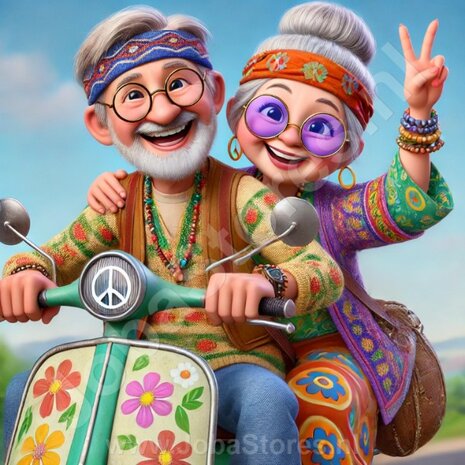 Diamond Painting Hippie grandpa and grandma