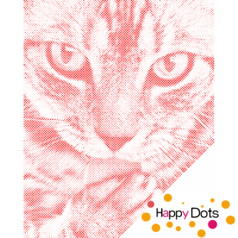 HappyDots DOT Painting Schattig katje 30x40cm - Stippelschilderij Rood