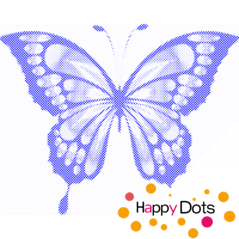 HappyDots DOT Painting Vlinder 30x40cm - Stippelschilderij Blauw