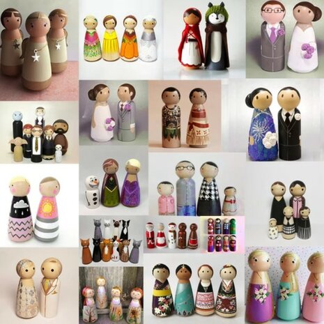 Peg Dolls 50 pieces in storage case