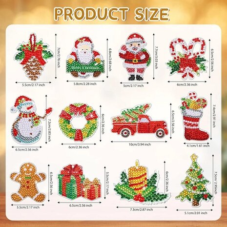 Diamond Painting Keychain Set Christmas YSK160 (12 pieces)