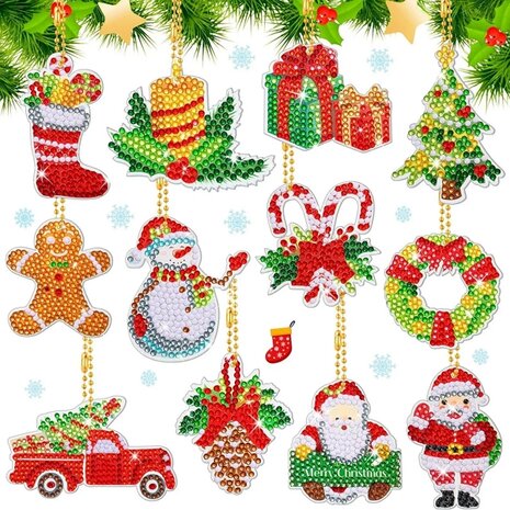 Diamond Painting Keychain Set Christmas YSK160 (12 pieces)