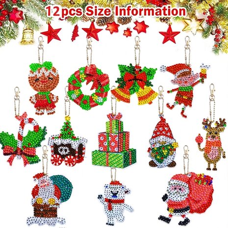 Diamond Painting Keychain Set Christmas YSK162 (12 pieces)