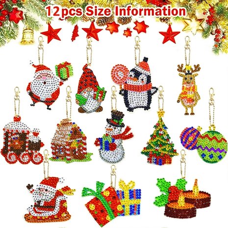 Diamond Painting Keychain Set Christmas YSK163 (12 pieces)