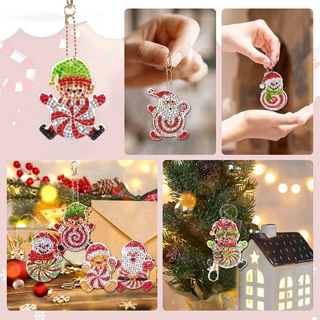 Diamond Painting Keychain Set Christmas Figures (16 pieces)