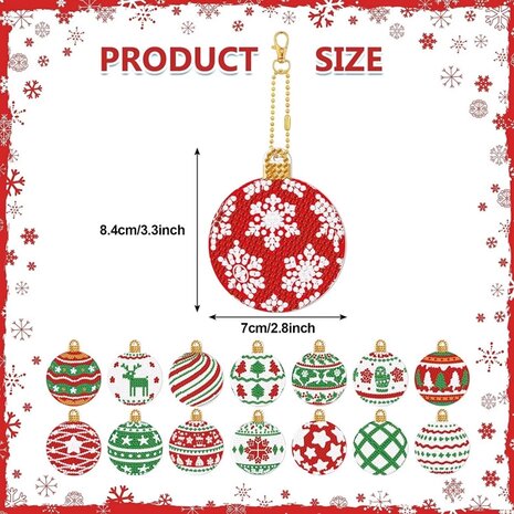 Diamond Painting Keychain set Christmas YSK164 (15 pieces)