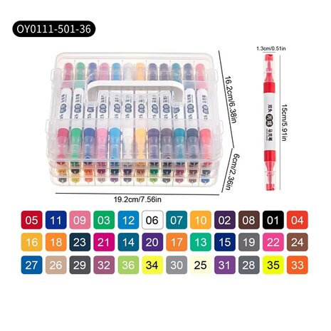 Acrylic markers in case (12, 36 or 48 pieces)