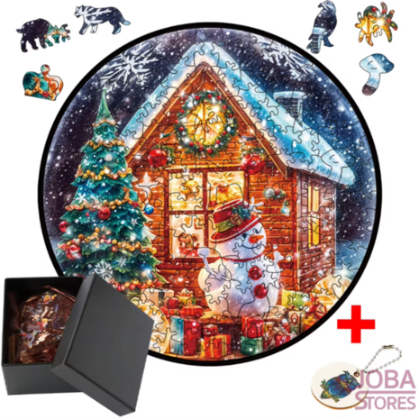 Wooden Figures Puzzle Christmas House