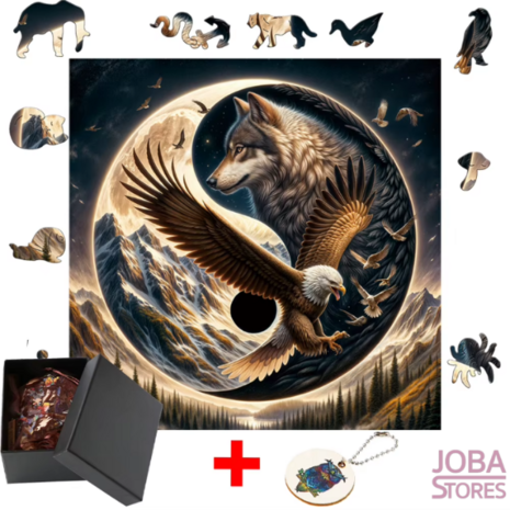 Wooden Figures Puzzle Eagle and Wolf